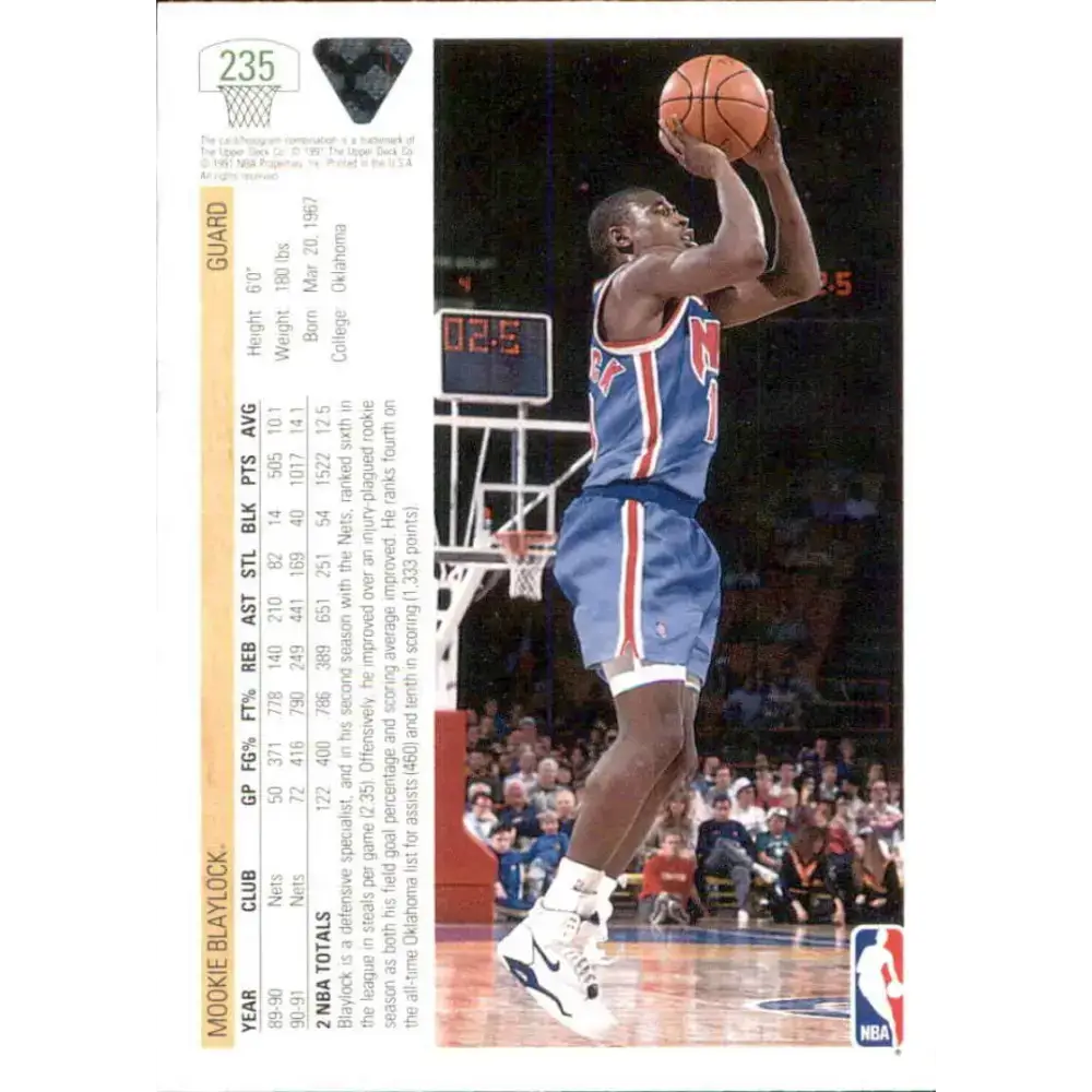 1991-92 Upper Deck #235 Mookie Blaylock NM-MT New Jersey Nets Basketball Card - Basketball Card Single