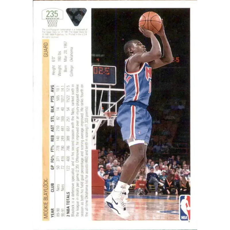 1991-92 Upper Deck #235 Mookie Blaylock NM-MT New Jersey Nets Basketball Card - Basketball Card Single
