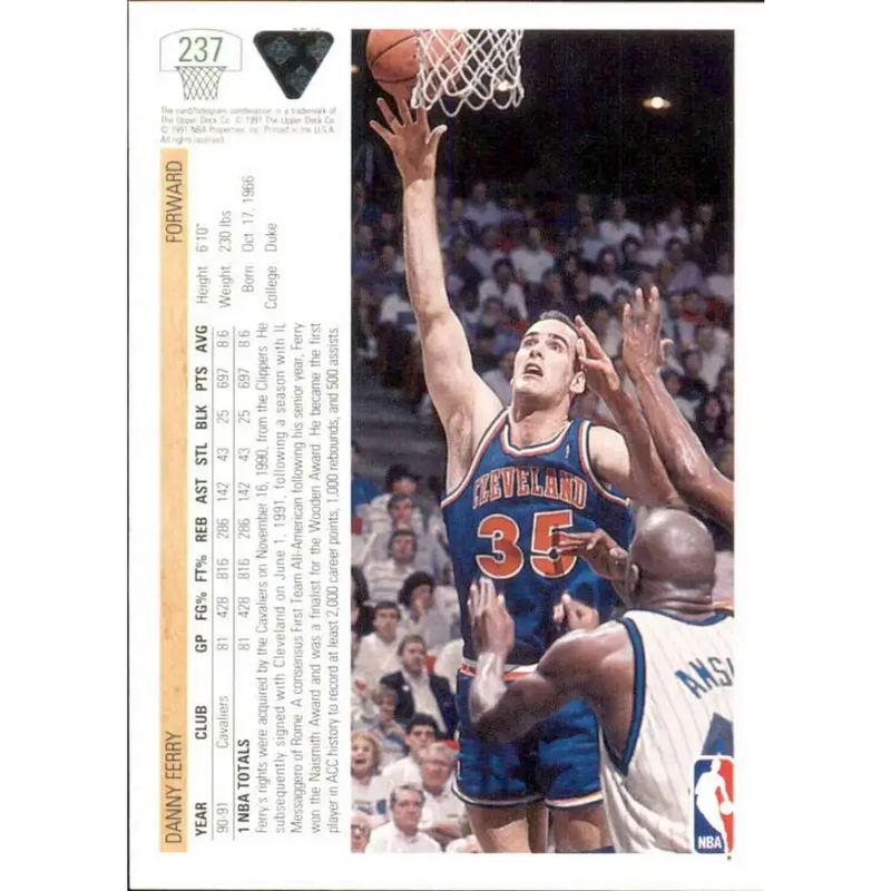1991-92 Upper Deck #237 Danny Ferry NM-MT Cleveland Cavaliers Basketball Card - Basketball Card Single
