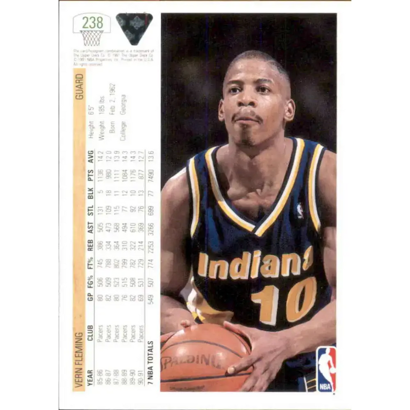 1991-92 Upper Deck #238 Vern Fleming NM-MT Indiana Pacers Basketball Card - Basketball Card Single