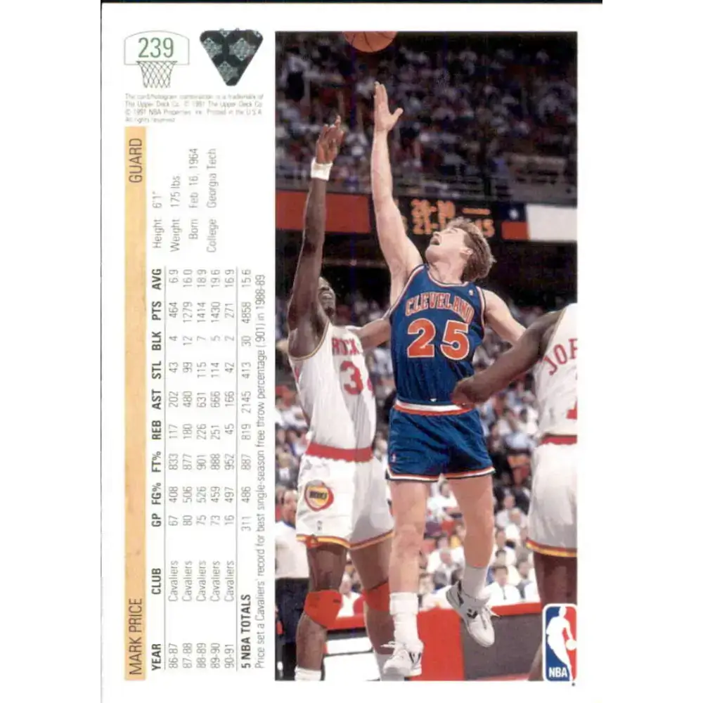 1991-92 Upper Deck #239 Mark Price NM-MT Cleveland Cavaliers Basketball Card - Basketball Card Single