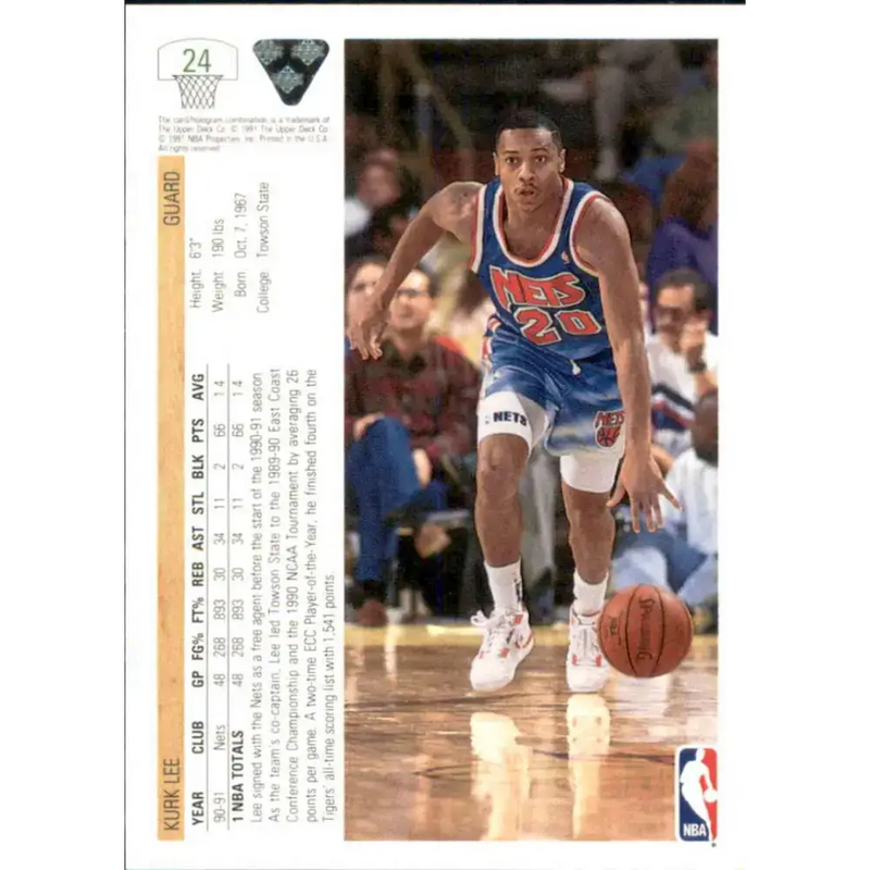 1991-92 Upper Deck #24 Kurk Lee NM-MT New Jersey Nets Basketball Card - Basketball Card Single