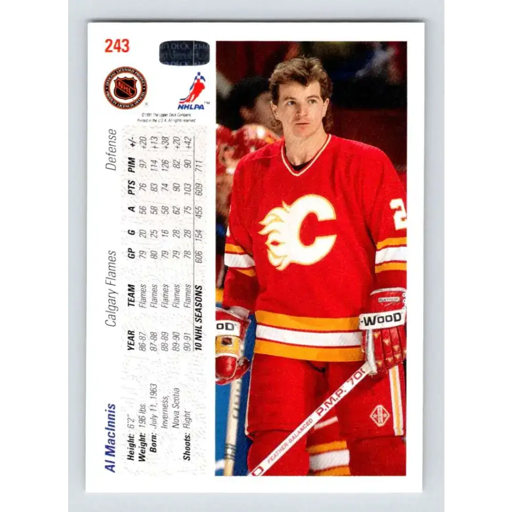 1991-92 Upper Deck #243 Al MacInnis NM-MT Calgary Flames Hockey Card - Hockey Card Single