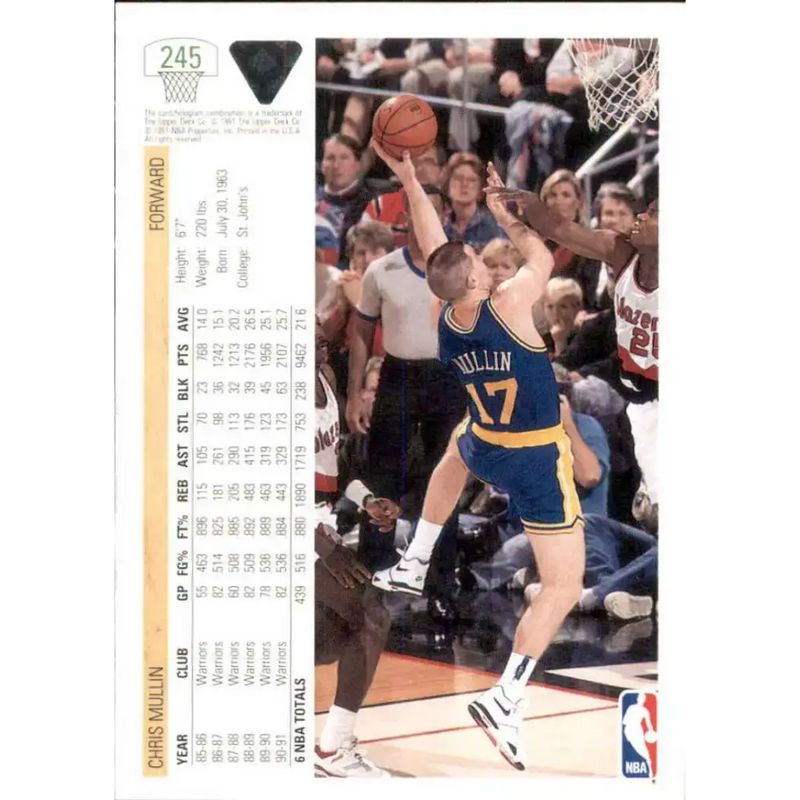 1991-92 Upper Deck #245 Chris Mullin NM-MT Golden State Warriors Basketball Card - Basketball Card Single
