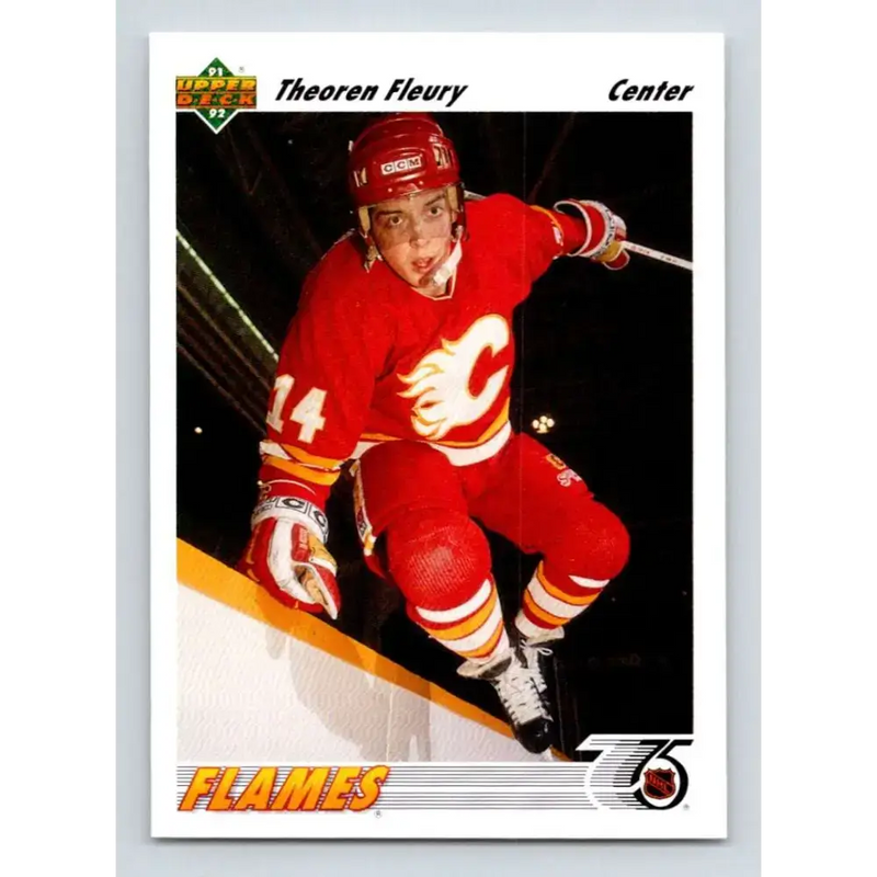 1991-92 Upper Deck #245 Theo Fleury NM-MT Calgary Flames Hockey Card - Hockey Card Single