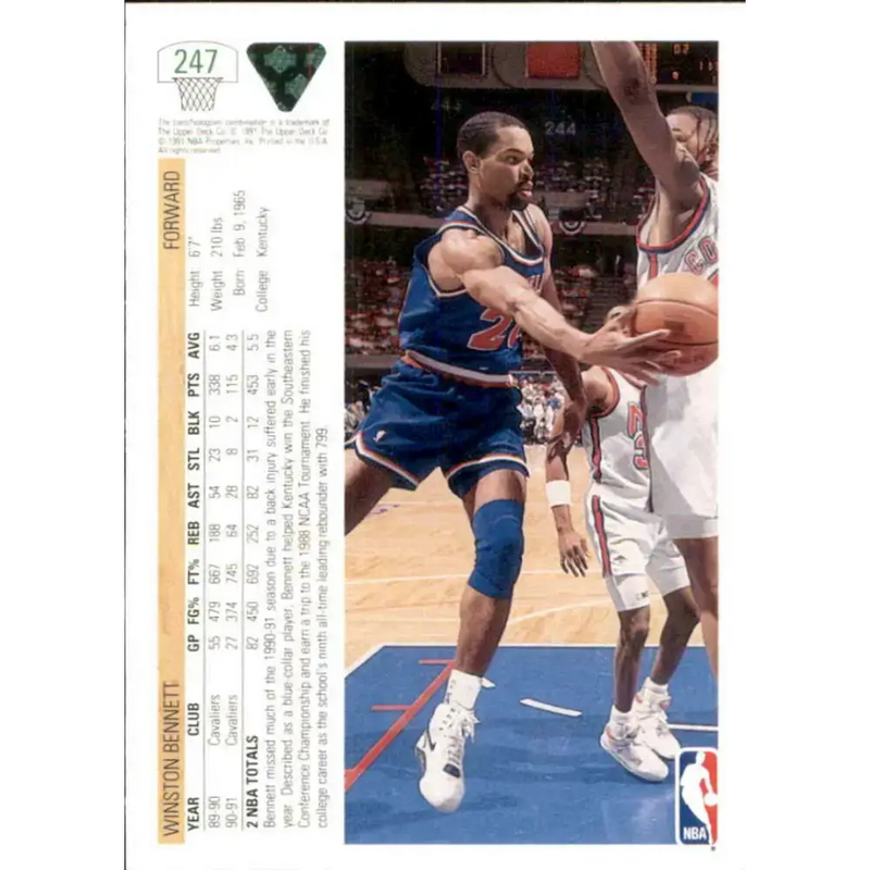 1991-92 Upper Deck #247 Winston Bennett NM-MT Cleveland Cavaliers Basketball Card - Basketball Card Single