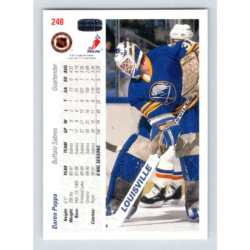1991-92 Upper Deck #248 Daren Puppa NM-MT Hockey Card - Hockey Card Single