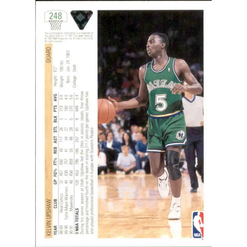 1991-92 Upper Deck #248 Kelvin Upshaw NM-MT Dallas Mavericks Basketball Card - Basketball Card Single