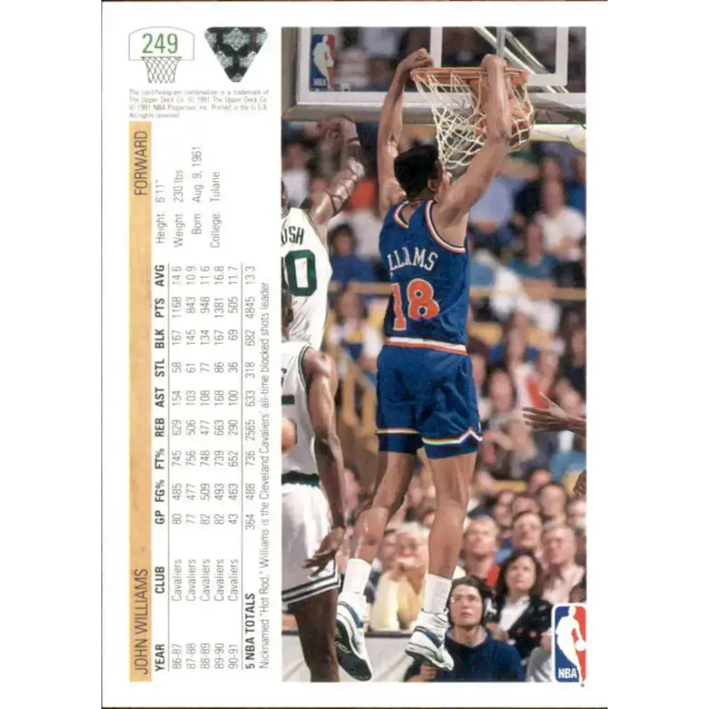 1991-92 Upper Deck #249 John Williams NM-MT Cleveland Cavaliers Basketball Card - Basketball Card Single