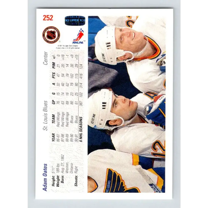 1991-92 Upper Deck #252 Adam Oates NM-MT Hockey Card - Hockey Card Single