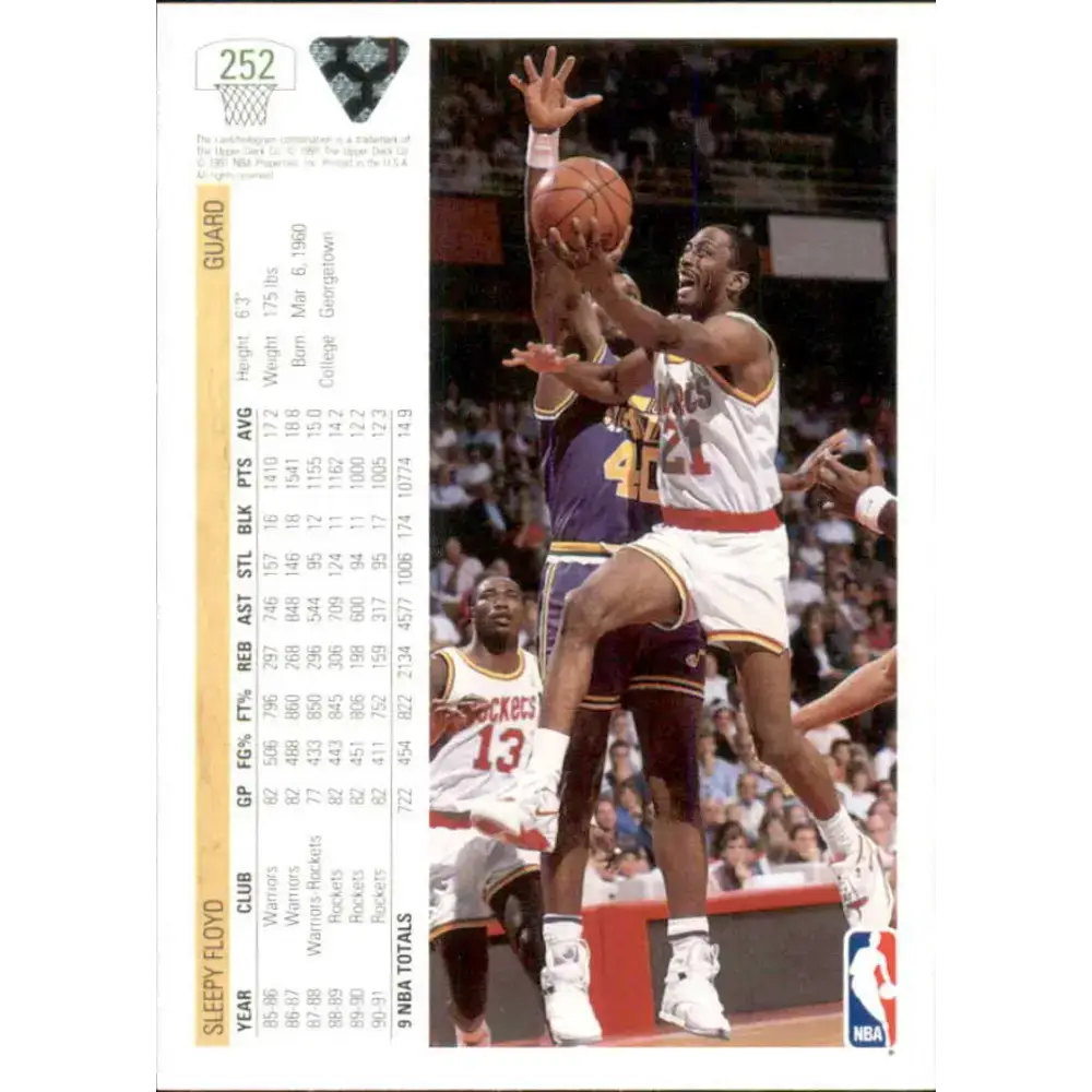1991-92 Upper Deck #252 Sleepy Floyd NM-MT Houston Rockets Basketball Card - Basketball Card Single