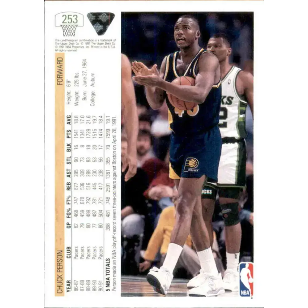 1991-92 Upper Deck #253 Chuck Person NM-MT Indiana Pacers Basketball Card - Basketball Card Single