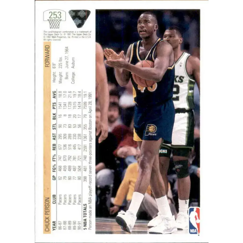 1991-92 Upper Deck #253 Chuck Person NM-MT Indiana Pacers Basketball Card - Basketball Card Single