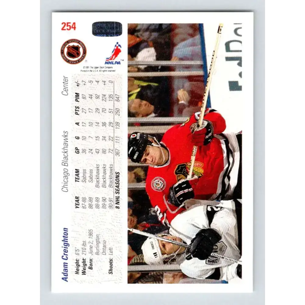 1991-92 Upper Deck #254 Adam Creighton NM-MT Hockey Card - Hockey Card Single