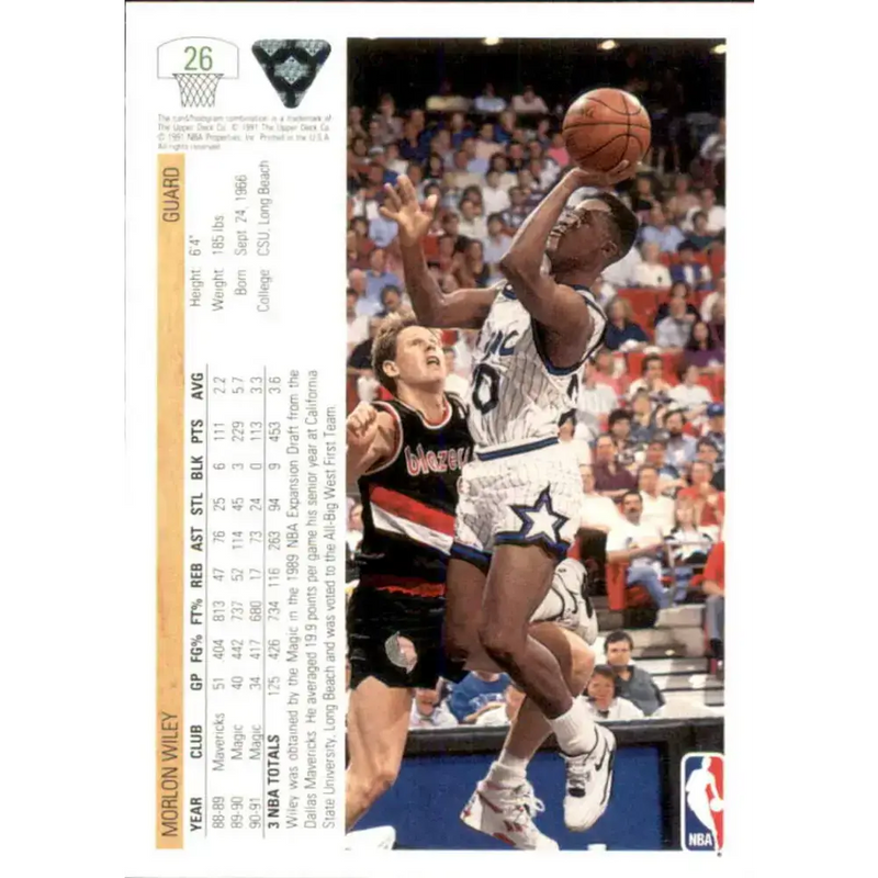 1991-92 Upper Deck #26 Morlon Wiley NM-MT Orlando Magic Basketball Card - Basketball Card Single