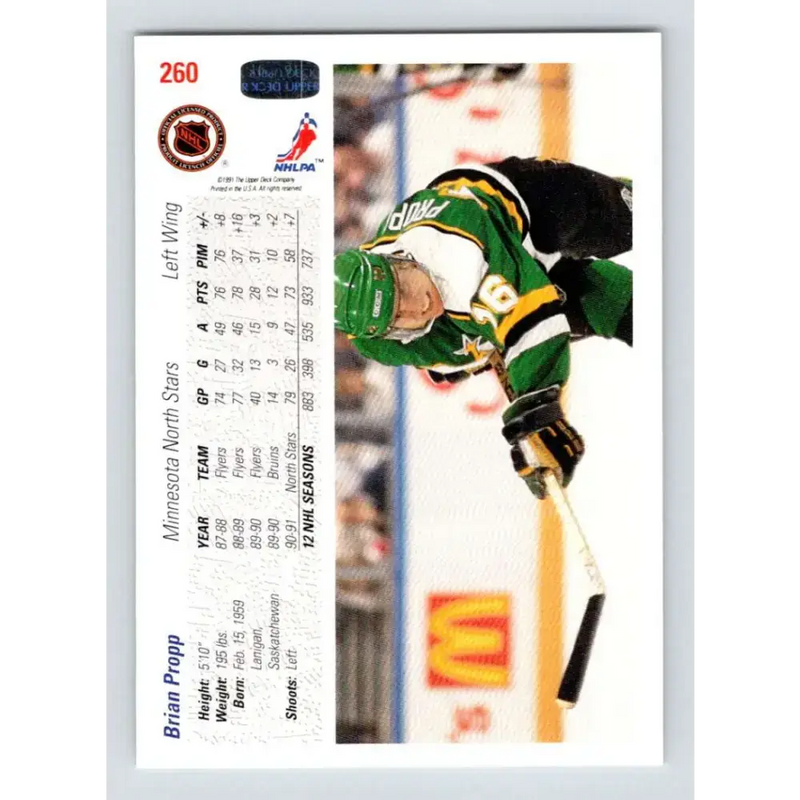 1991-92 Upper Deck #260 Brian Propp NM-MT Minnesota North Stars Hockey Card - Hockey Card Single