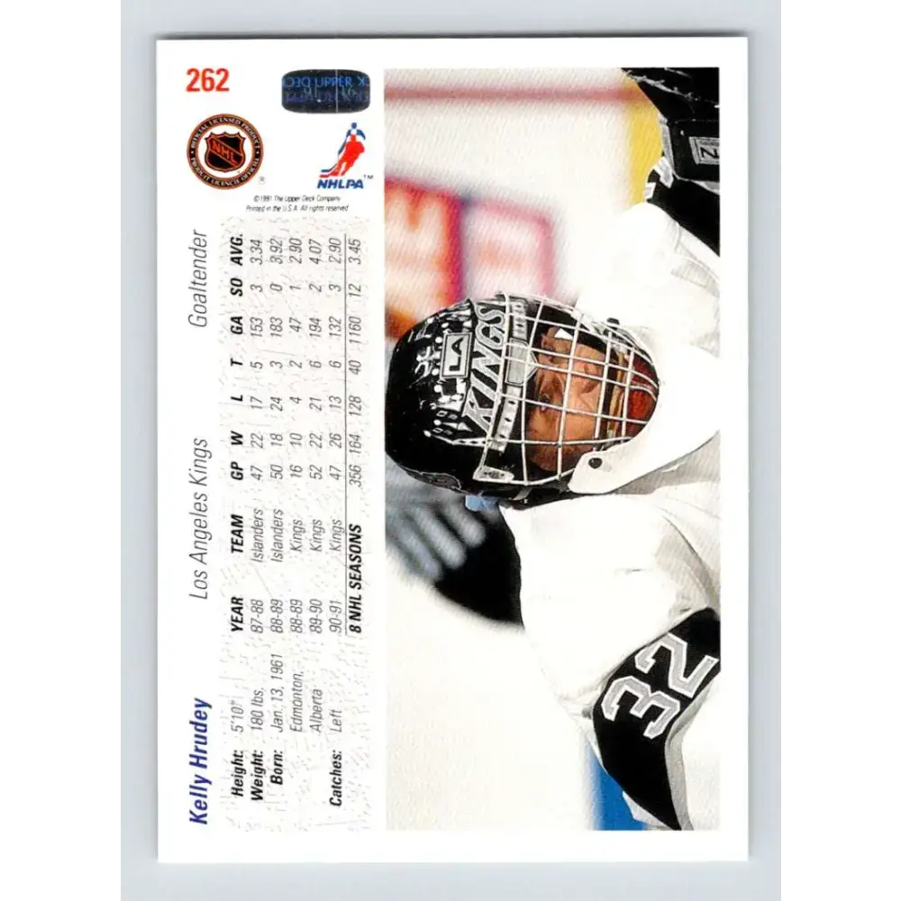 1991-92 Upper Deck #262 Kelly Hrudey NM-MT Los Angeles Kings Hockey Card - Hockey Card Single