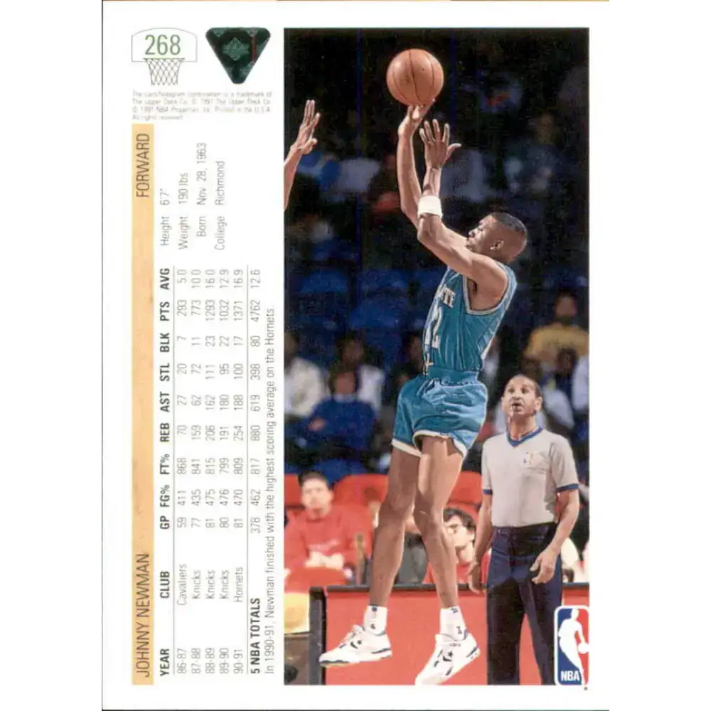 1991-92 Upper Deck #268 Johnny Newman NM-MT Charlotte Hornets Basketball Card - Basketball Card Single