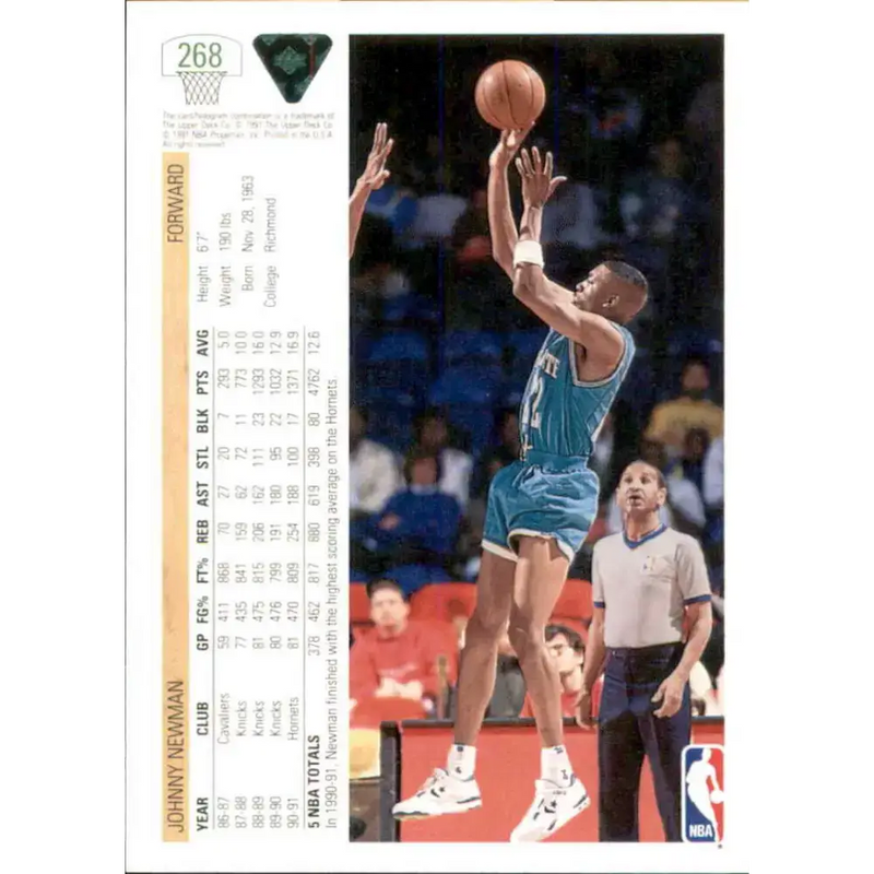 1991-92 Upper Deck #268 Johnny Newman NM-MT Charlotte Hornets Basketball Card - Basketball Card Single