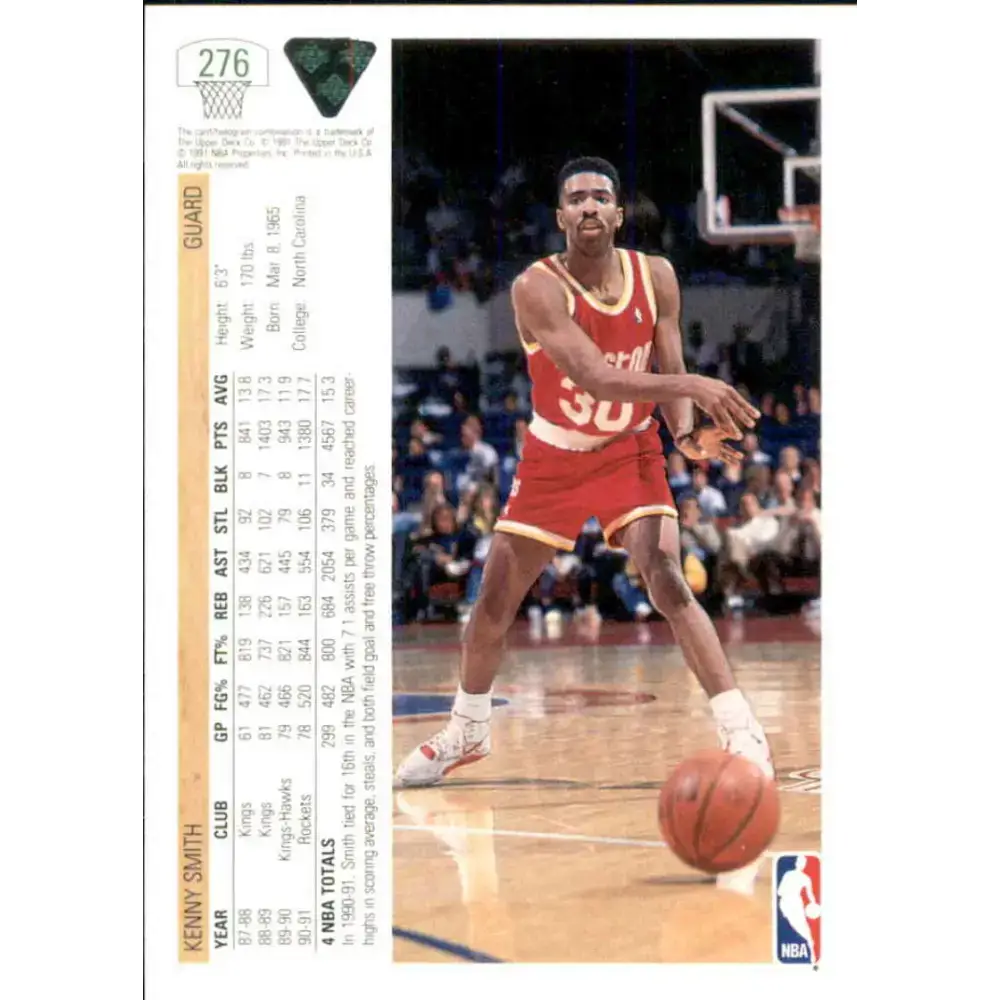 1991-92 Upper Deck #276 Kenny Smith NM-MT Houston Rockets Basketball Card - Basketball Card Single