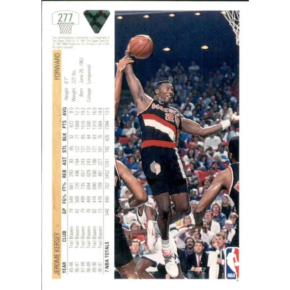 1991-92 Upper Deck #277 Jerome Kersey NM-MT Portland Trail Blazers Basketball Card - Basketball Card Single