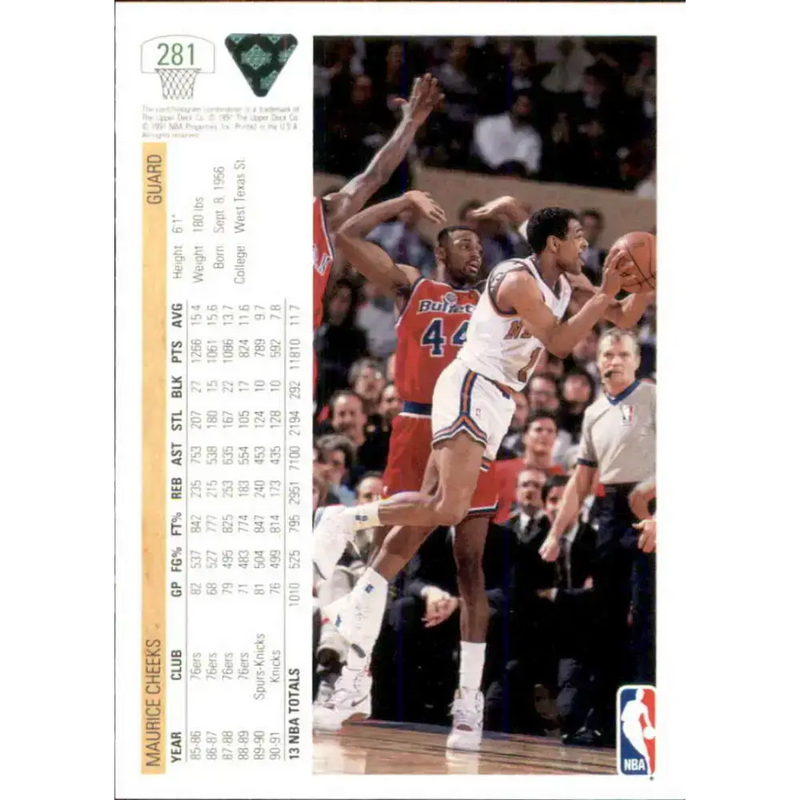 1991-92 Upper Deck #281 Maurice Cheeks NM-MT New York Knicks Basketball Card - Basketball Card Single