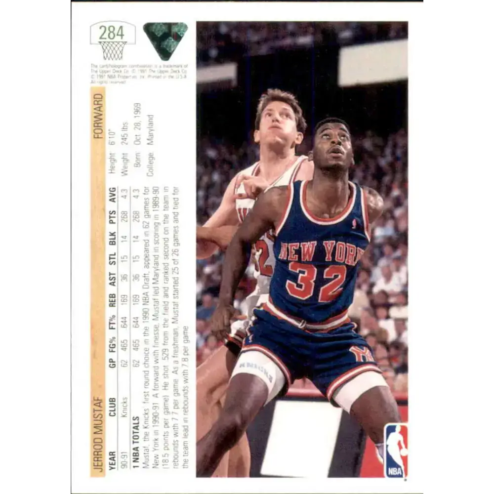 1991-92 Upper Deck #284 Jerrod Mustaf NM-MT New York Knicks Basketball Card - Basketball Card Single