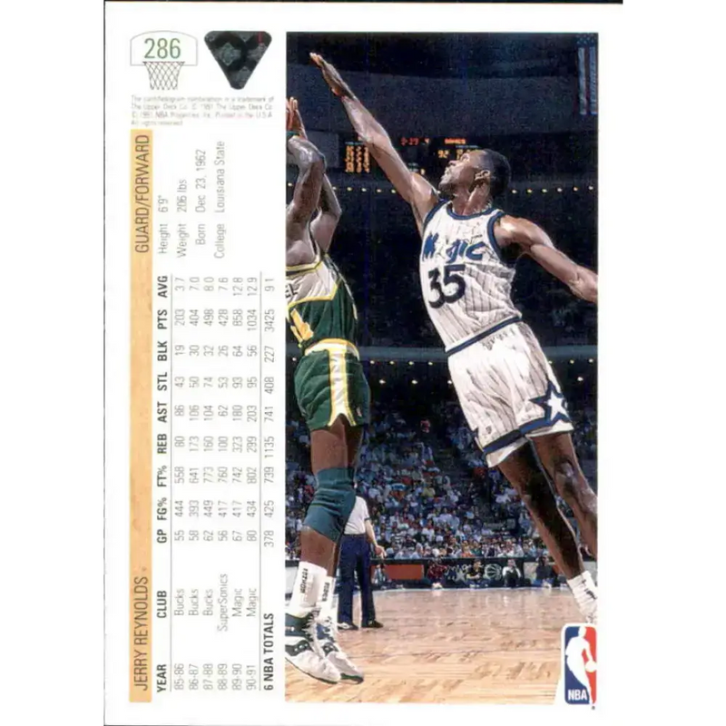 1991-92 Upper Deck #286 Jerry Reynolds NM-MT Orlando Magic Basketball Card - Basketball Card Single