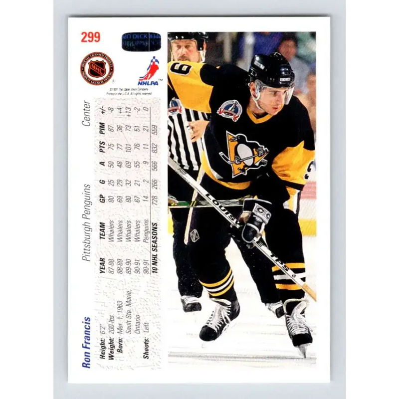 1991-92 Upper Deck #299 Ron Francis NM-MT Hockey Card - Hockey Card Single