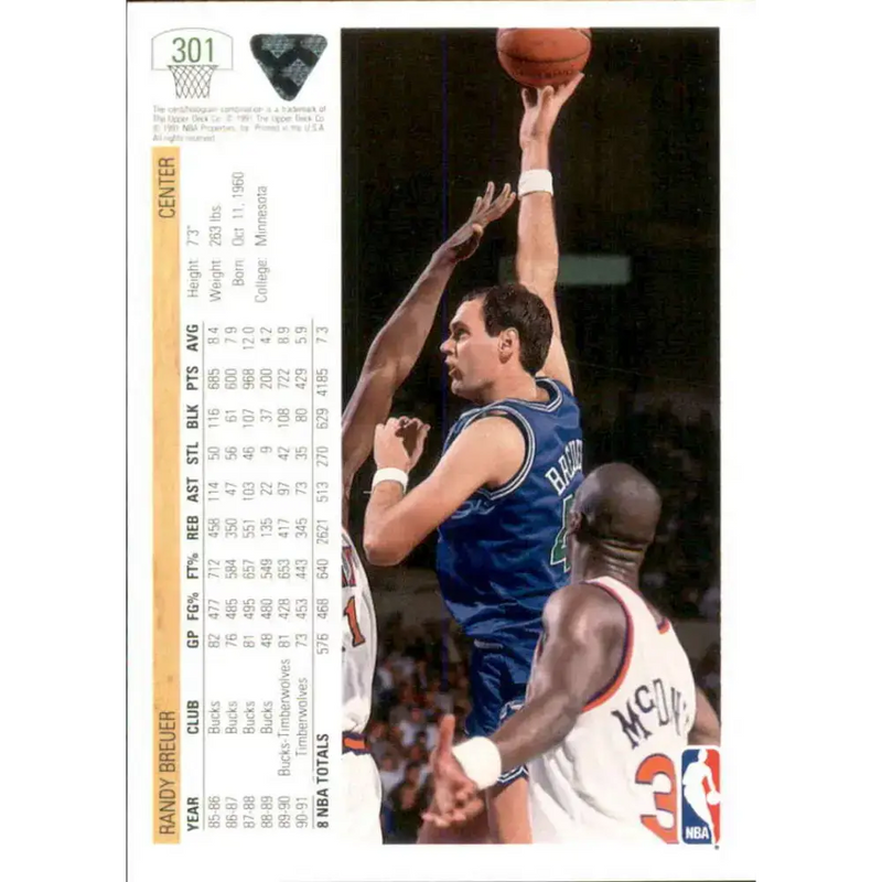 1991-92 Upper Deck #301 Randy Breuer NM-MT Minnesota Timberwolves Basketball Card - Basketball Card Single