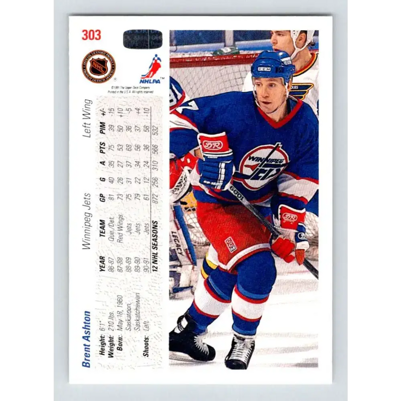 1991-92 Upper Deck #303 Brent Ashton NM-MT Hockey Card - Hockey Card Single