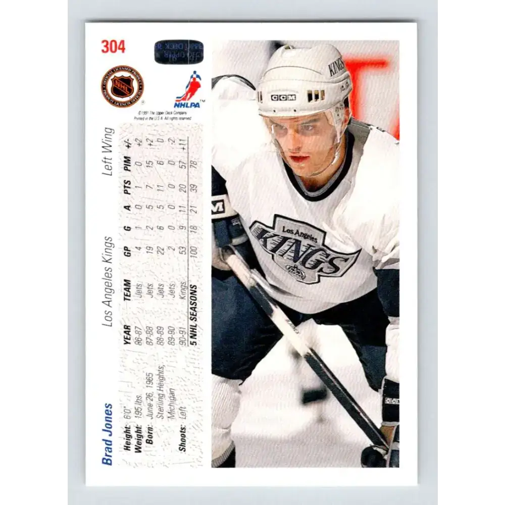 1991-92 Upper Deck #304 Brad Jones NM-MT Hockey Card - Hockey Card Single