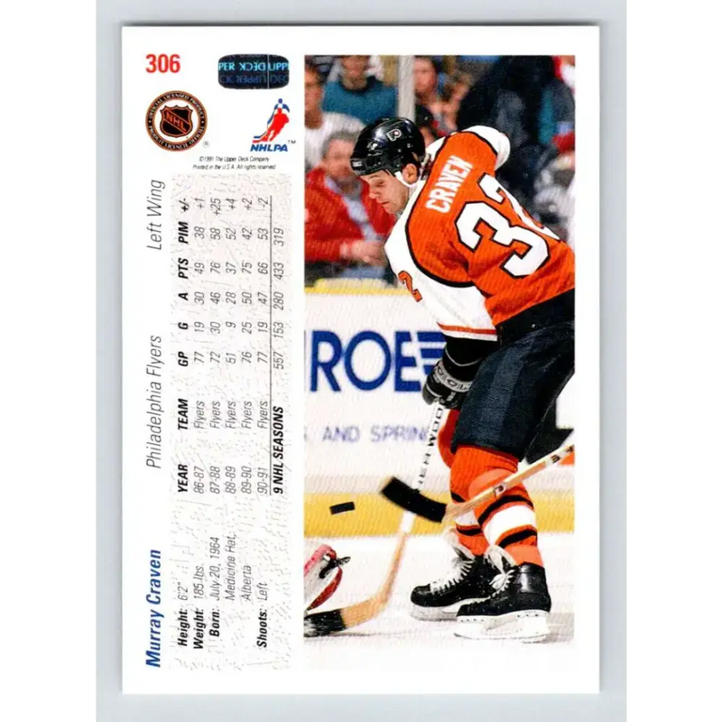 1991-92 Upper Deck #306 Murray Craven NM-MT Hockey Card - Hockey Card Single