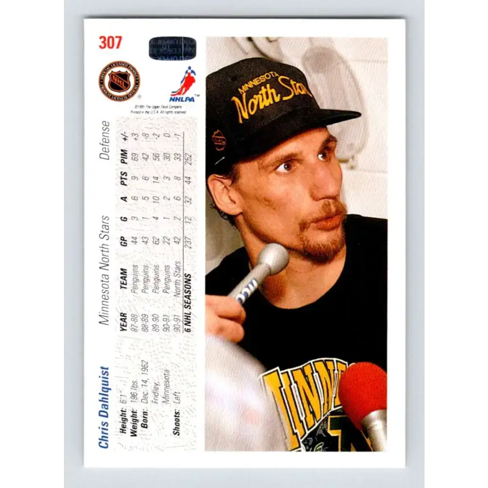 1991-92 Upper Deck #307 Chris Dahlquist NM-MT Minnesota North Stars Hockey Card - Hockey Card Single