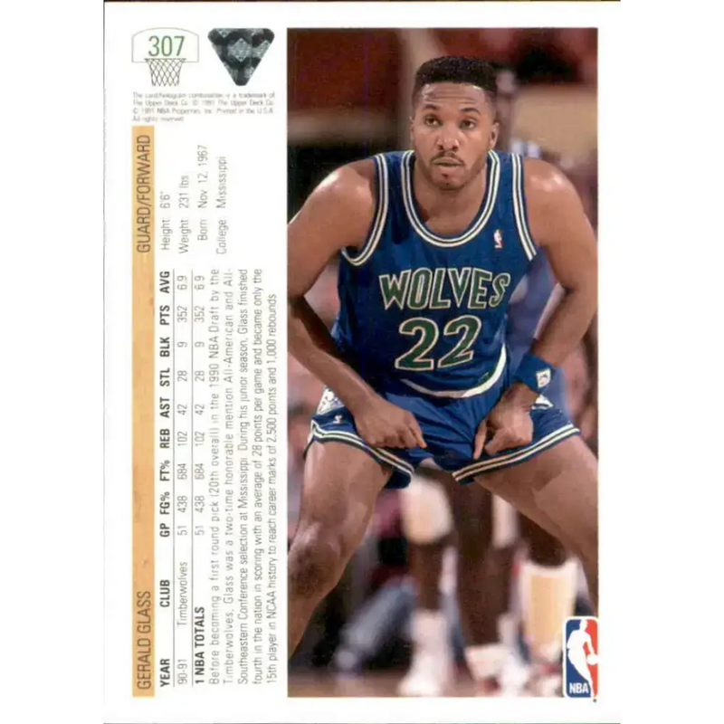 1991-92 Upper Deck #307 Gerald Glass NM-MT Minnesota Timberwolves Basketball Card - Basketball Card Single