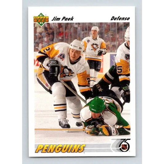 1991-92 Upper Deck #308 Jim Paek NM-MT RC Rookie Pittsburgh Penguins Hockey Card - Hockey Card Single