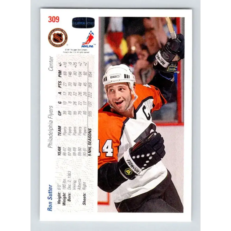 1991-92 Upper Deck #309 Ron Sutter NM-MT Hockey Card - Hockey Card Single