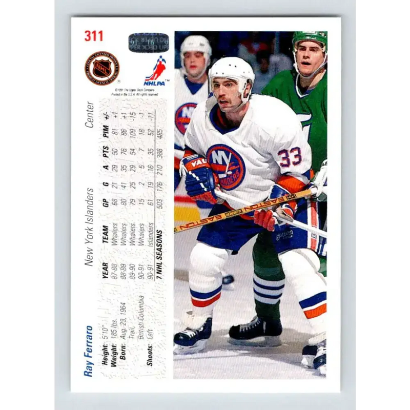 1991-92 Upper Deck #311 Ray Ferraro NM-MT New York Islanders Hockey Card - Hockey Card Single