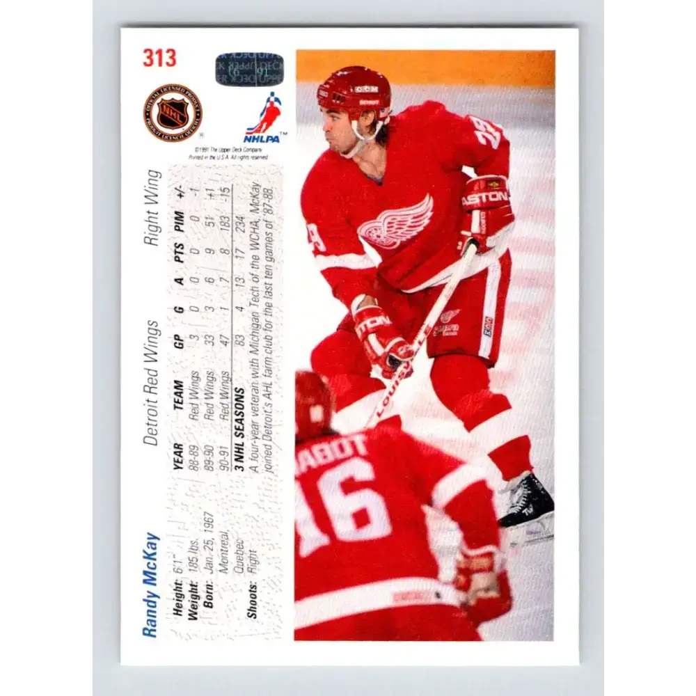 1991-92 Upper Deck #313 Randy McKay NM-MT New Jersey Devils Hockey Card - Hockey Card Single