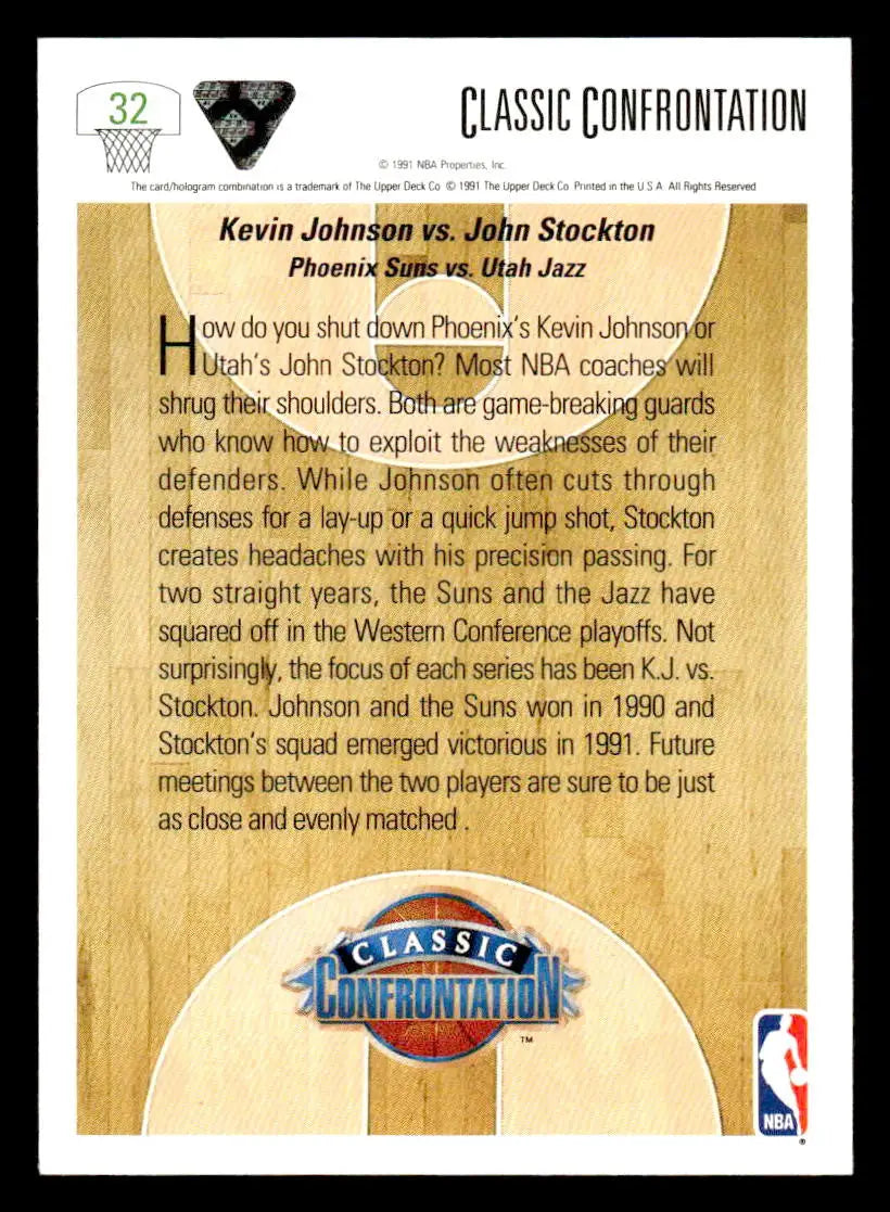 1991-92 Upper Deck #32 K. Johnson vs. Stockton - Basketball Card Single