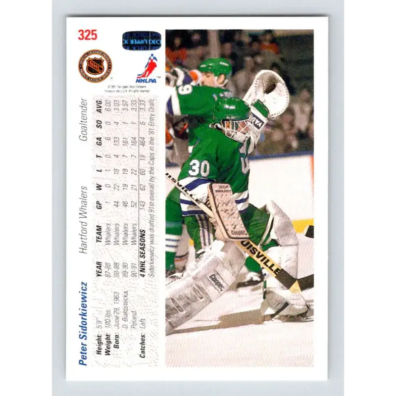 1991-92 Upper Deck #325 Peter Sidorkiewicz NM-MT Hartford Whalers Hockey Card - Hockey Card Single