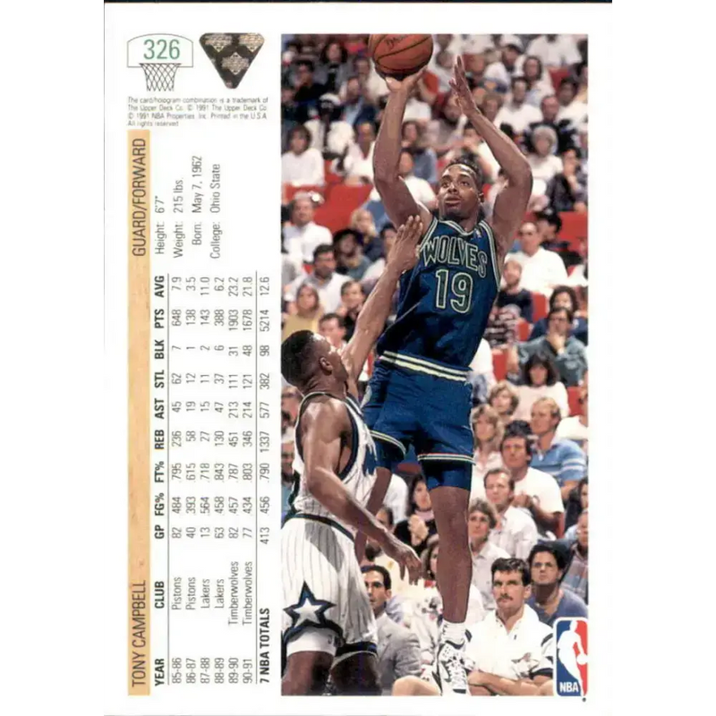1991-92 Upper Deck #326 Tony Campbell NM-MT Minnesota Timberwolves Basketball Card - Basketball Card Single