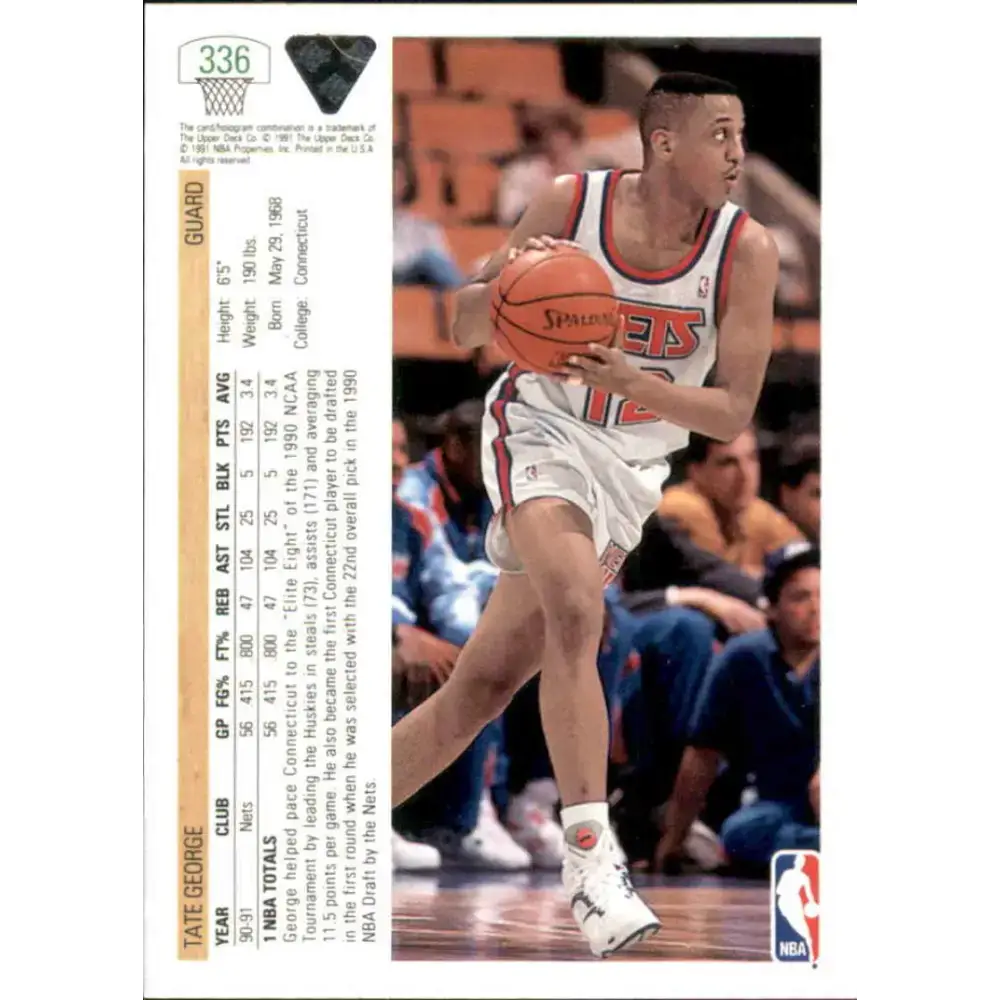 1991-92 Upper Deck #336 Tate George NM-MT New Jersey Nets Basketball Card - Basketball Card Single