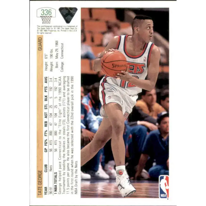 1991-92 Upper Deck #336 Tate George NM-MT New Jersey Nets Basketball Card - Basketball Card Single