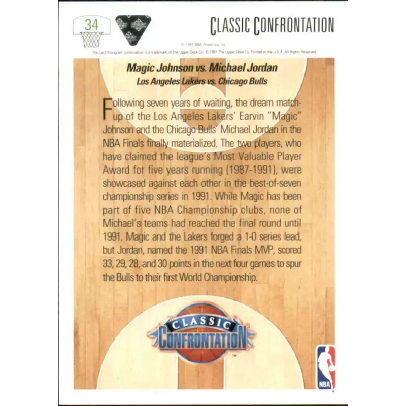 1991-92 Upper Deck #34 Magic Johnson/Michael Jordan CC NM-MT Los Angeles Lakers/Chicago Bulls Basketball Card