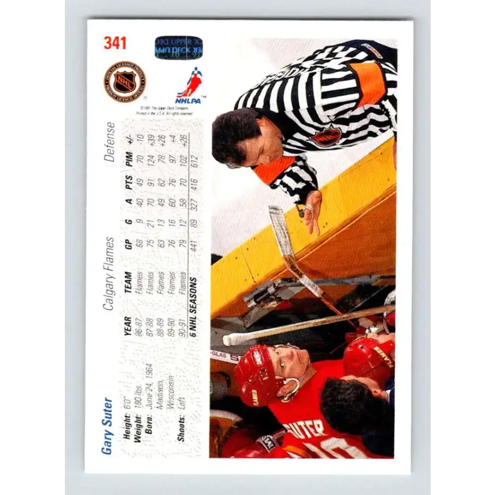 1991-92 Upper Deck #341 Gary Suter NM-MT Calgary Flames Hockey Card - Hockey Card Single