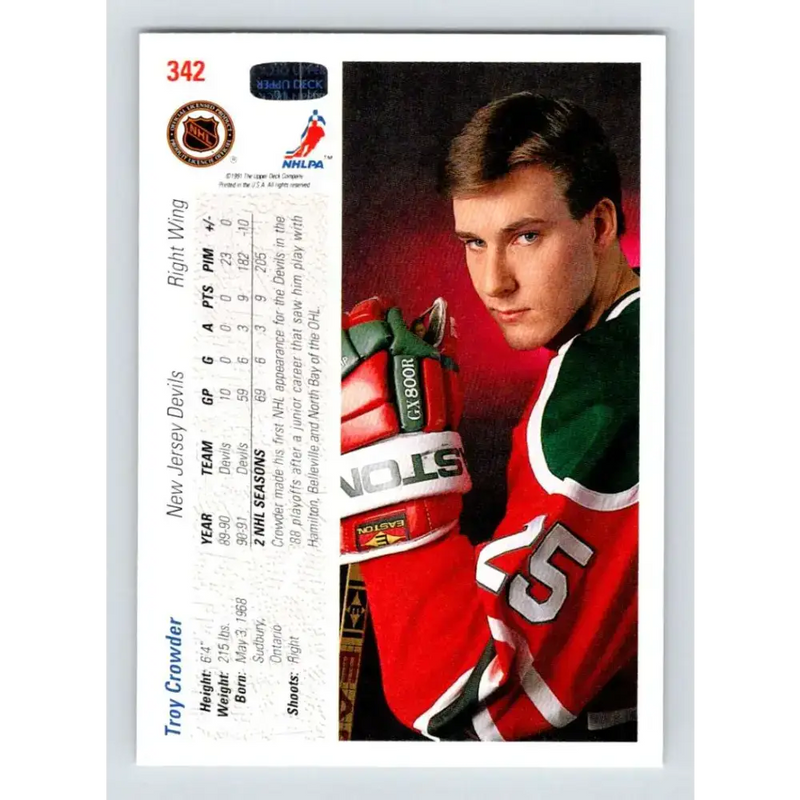 1991-92 Upper Deck #342 Troy Crowder NM-MT Hockey Card - Hockey Card Single