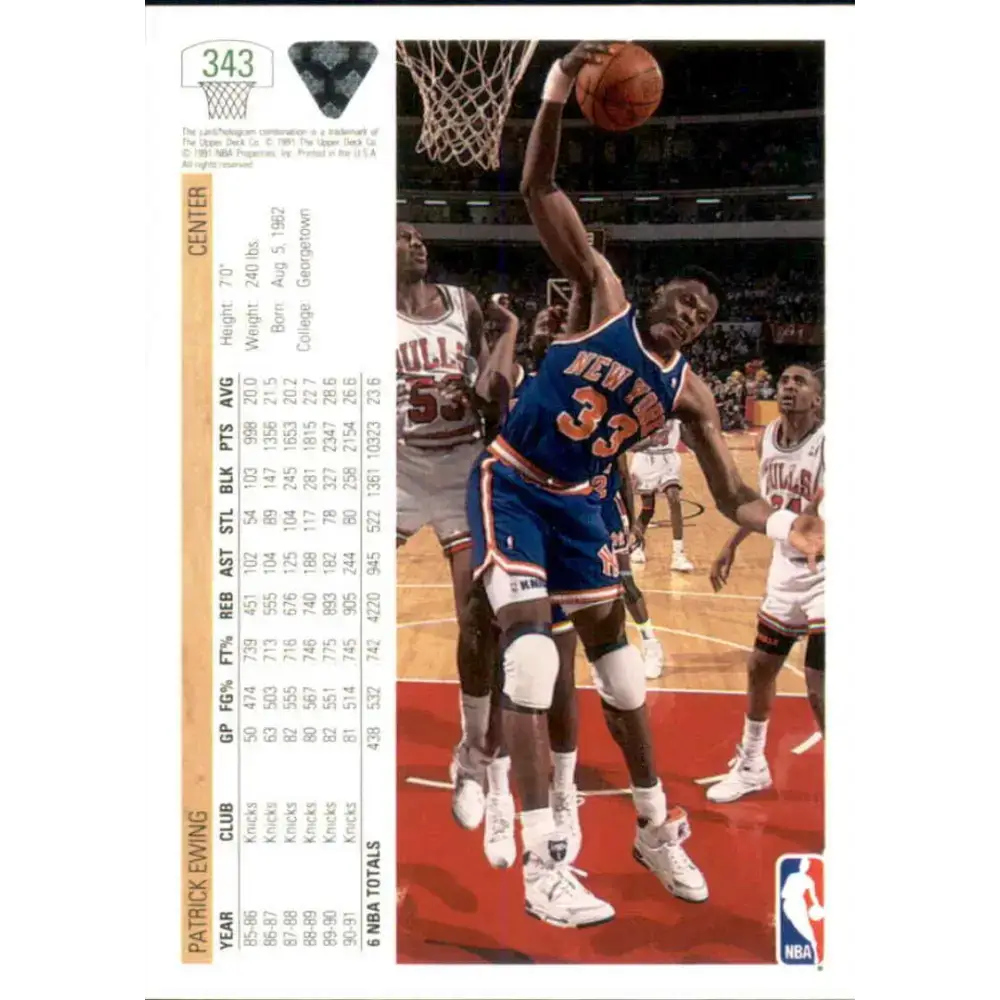 1991-92 Upper Deck #343 Patrick Ewing NM-MT New York Knicks Basketball Card - Basketball Card Single
