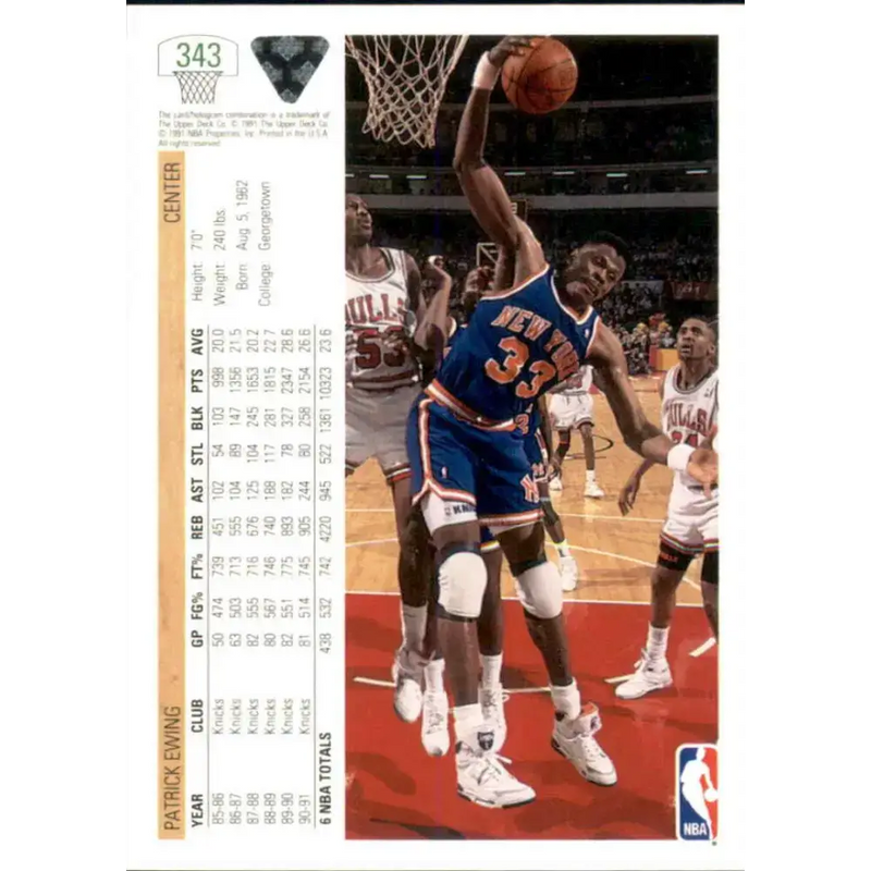1991-92 Upper Deck #343 Patrick Ewing NM-MT New York Knicks Basketball Card - Basketball Card Single