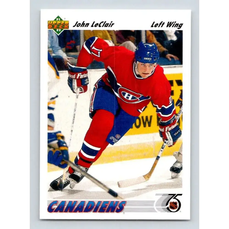 1991-92 Upper Deck #345 John LeClair NM-MT RC Rookie Montreal Canadiens Hockey Card - Hockey Card Single